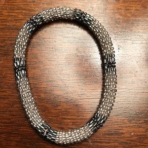 Silver and gray beaded bracelet